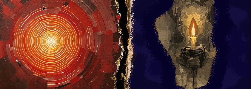 An abstract representation of chronic inflammation and acute inflammation to paint a stark differentiation between the two types of inflammations.